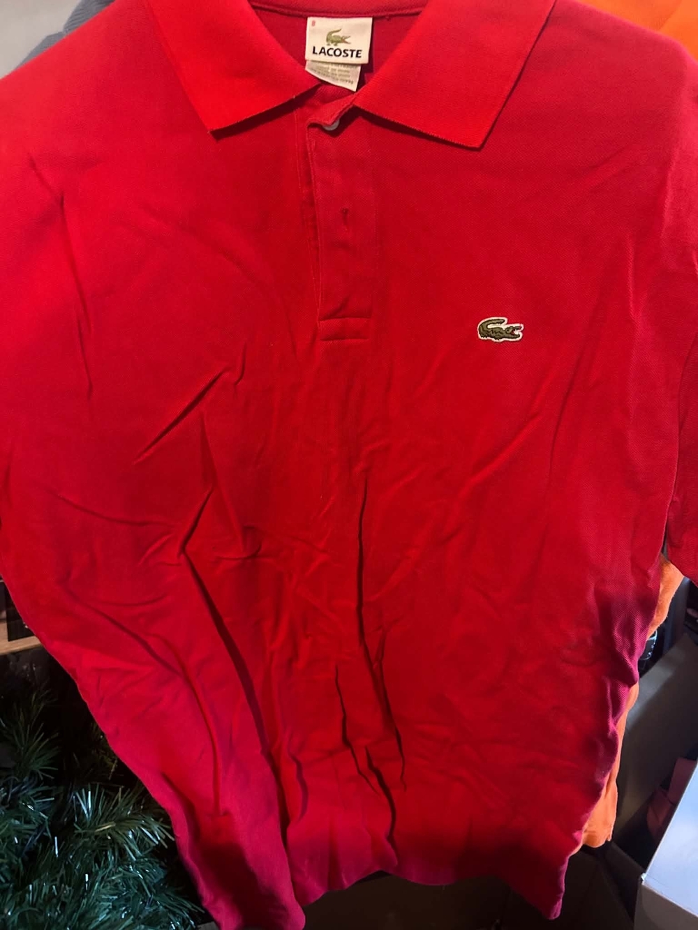 Lacoste Men's Bright Red Pique Polo with Crocodile Logo